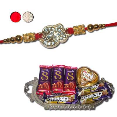 "Fancy Rakhi - FR 8380 A (Single Rakhi), Choco Thali - code RC01 - Click here to View more details about this Product